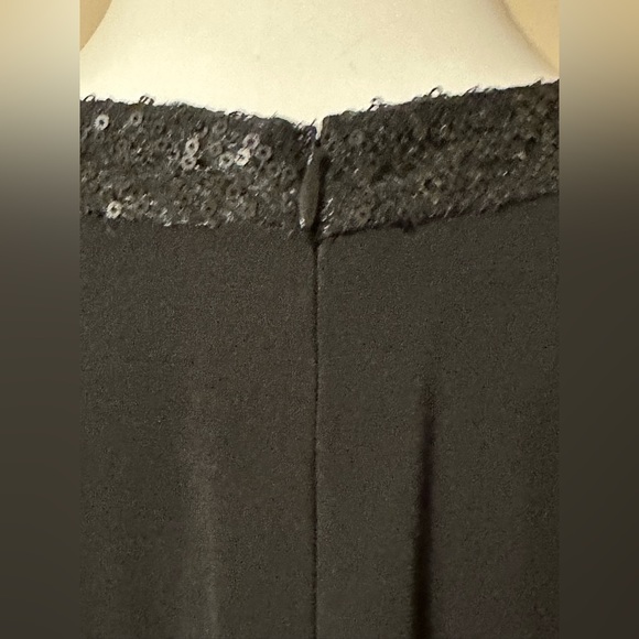 Chaps Black Halter Maxi Dress Beaded Neck Line & Key Hole. Long Slit Side Sz 12 - Picture 10 of 11